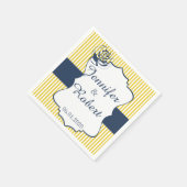 青モダンと黄ストライプの結婚ナプキン スタンダードカクテルナプキン (角)