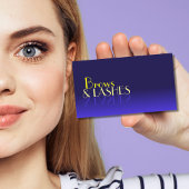 青モダンと黄色のシックな鏡フォントと写真 名刺