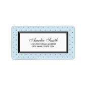青モダンと黒のクラシック水玉模様アドレス ラベル (正面)