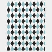 青モダンと黒の幾何エレガント フリースブランケット (正面)