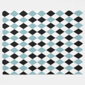 青モダンと黒の幾何エレガント フリースブランケット (正面(横))