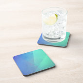 青モダンのアクア&ターコイズの幾何階調 コースター (右側)