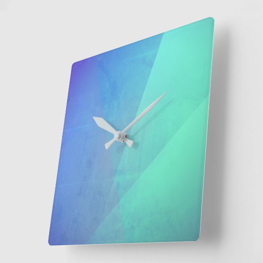 青モダンのアクア&ターコイズの幾何階調 スクエア壁時計 (傾斜)