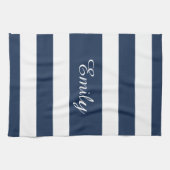 青モダンのパタストライプのーン名 キッチンタオル (横)