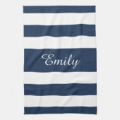 青モダンのパタストライプのーン名 キッチンタオル (縦)