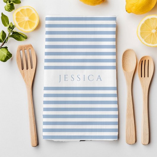青モダンのパタストライプのーン名 キッチンタオル