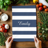 青モダンのパタストライプのーン名 キッチンタオル