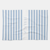 青モダンのパタストライプのーン名 キッチンタオル (横)