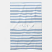 青モダンのパタストライプのーン名 キッチンタオル (縦)