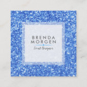 青モダンのフェイクグリッター スクエア名刺 (正面)