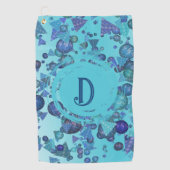 青モダンのモノグラムを持つ幾何形状 ゴルフタオル (正面)