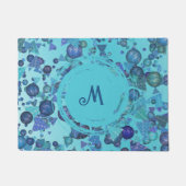 青モダンのモノグラムを持つ幾何形状 ドアマット (正面)