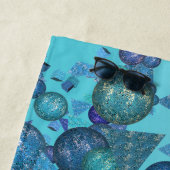 青モダンのモノグラムを持つ幾何形状 ビーチタオル (インサイチュ)