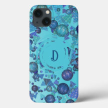 青モダンのモノグラムを持つ幾何形状