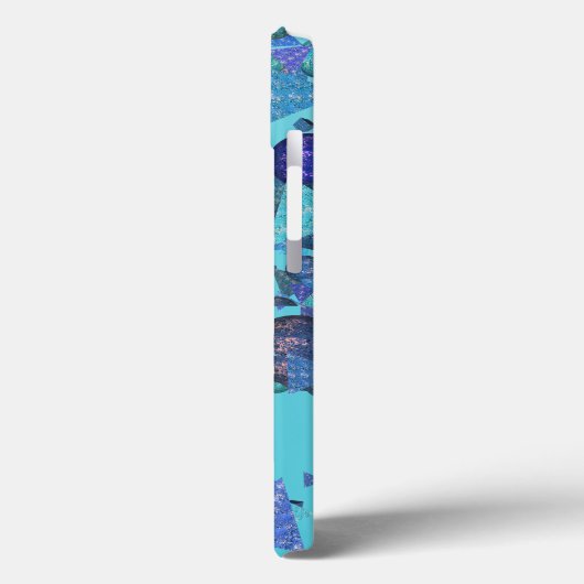 青モダンのモノグラムを持つ幾何形状 Case-Mate iPhoneケース (裏面 / 左)