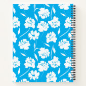 青モダンの上の白いバラパーソナライズされた色 ノートブック (裏面)