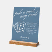 青モダンの結婚トランプ台座の標識 アクリルサイン (傾斜)