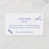 青モダンはさみ理容師ショップヘアサロン 名刺 (裏面)