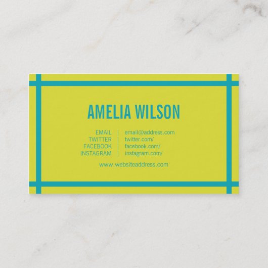青モダンはっきりしたと緑のソーシャル・メディア 名刺 (裏面)