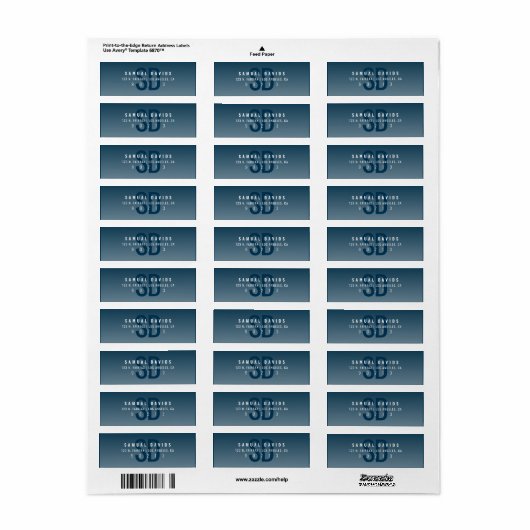 青モダンはっきりしたグラデーション差出人住所 ラベル (フルシート)