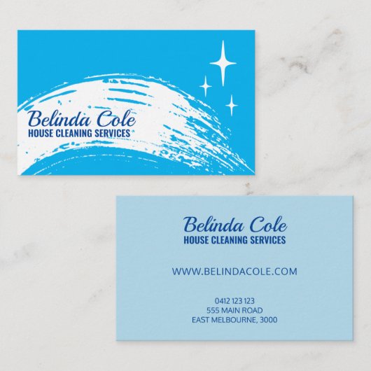 青モダンはっきりした清掃用スワイプ 名刺 (正面/裏面)