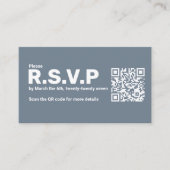 青モダンはっきりしたRSVP QRコー結婚ド エンクロージャーカード (正面)