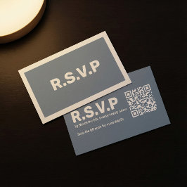 青モダンはっきりしたRSVP QRコー結婚ド エンクロージャーカード