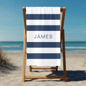 青モダンエレガントと白のストライプパターン名 ビーチタオル