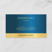 青モダンエレガントと金ゴールドプロフェッショナルテンプレート 名刺 (裏面)