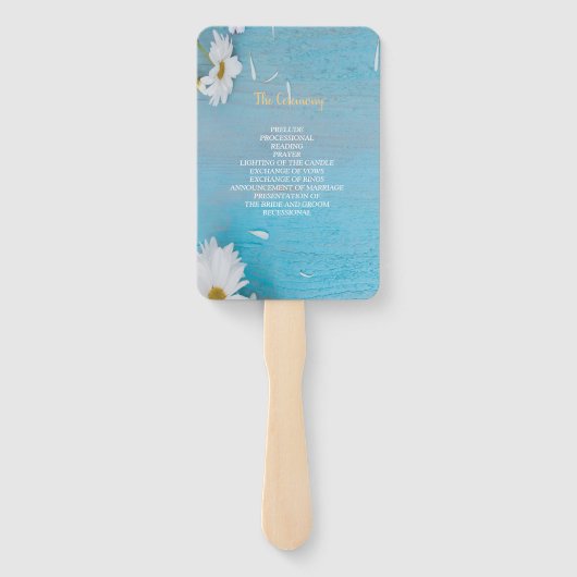 青モダンエレガントのシックな白フローラ ハンドファン (裏面)