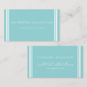 青モダンエレガントストライプの 名刺 (正面/裏面)