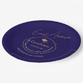 青モダンエレガントタイポグラフィ卒業 ペーパープレート (アングル)