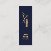 青モダンエレガントフェイク金ゴールドシザーコーム スキニー名刺 (正面)