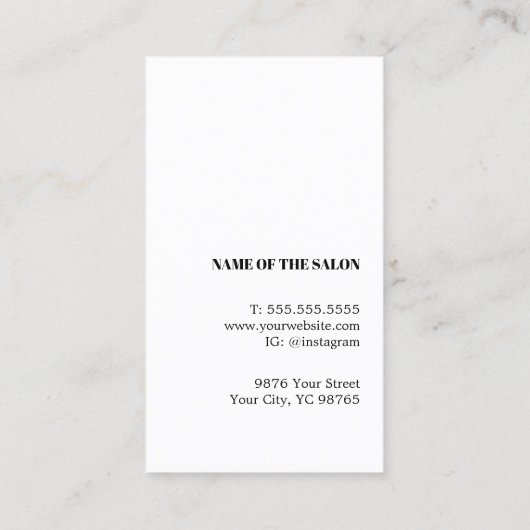 青モダンエレガントフェイク金ゴールドシザー美容師 名刺 (裏面)