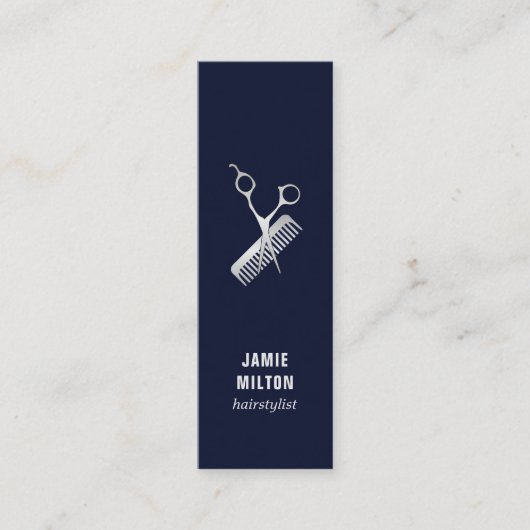 青モダンエレガントフェイク銀シザーコーム スキニー名刺 (正面)