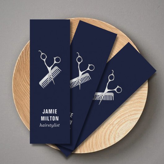 青モダンエレガントフェイク銀シザーコーム スキニー名刺