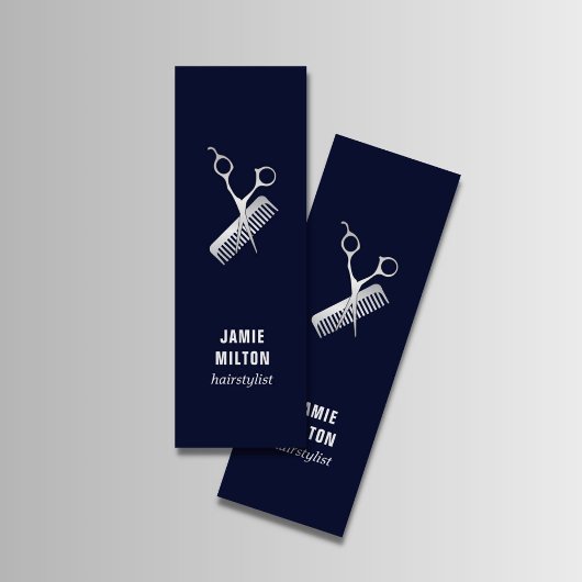 青モダンエレガントフェイク銀シザーコーム スキニー名刺