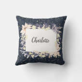 青モダンエレガントフローラ クッション (裏面)