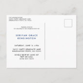 青モダンエレガント卒業スクリプトの写真 案内ポストカード (裏面)