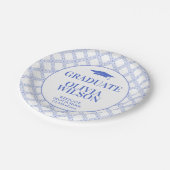 青モダンエレガント卒業 ペーパープレート (アングル)