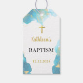 青モダンエレガント洗礼 ギフトタグ (正面)