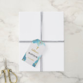 青モダンエレガント洗礼 ギフトタグ (より糸付き)