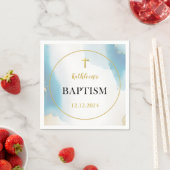 青モダンエレガント洗礼 スタンダードカクテルナプキン (インサイチュ)