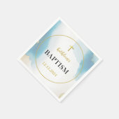 青モダンエレガント洗礼 スタンダードカクテルナプキン (角)