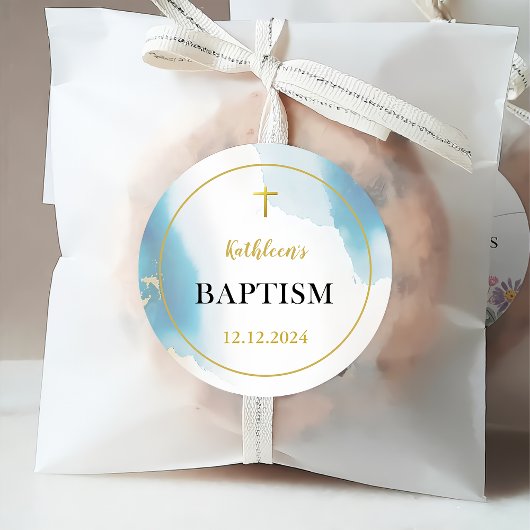 青モダンエレガント洗礼 フェイバータグ