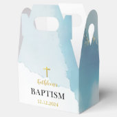 青モダンエレガント洗礼 フェイバーボックス (オープン)