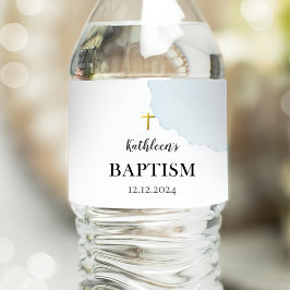 青モダンエレガント洗礼 ペットボトルラベル