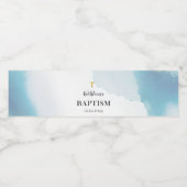 青モダンエレガント洗礼 ペットボトルラベル (シングルラベル)