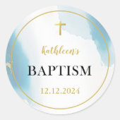 青モダンエレガント洗礼 ラウンドシール (正面)