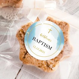 青モダンエレガント洗礼 ラウンドシール